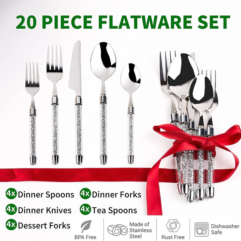 NEW Sparkling Bling Crystal Rhinestone Silverware Place Setting Dinner F… - Picture 6 of 9